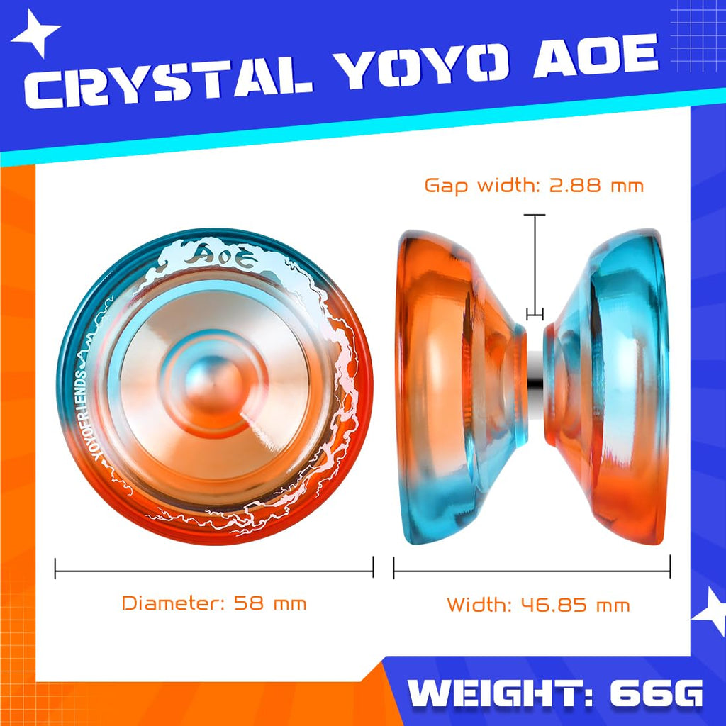 AOE Responsive Yoyo for Beginners with Dual Function Bearing – Includes Case and 10 Strings