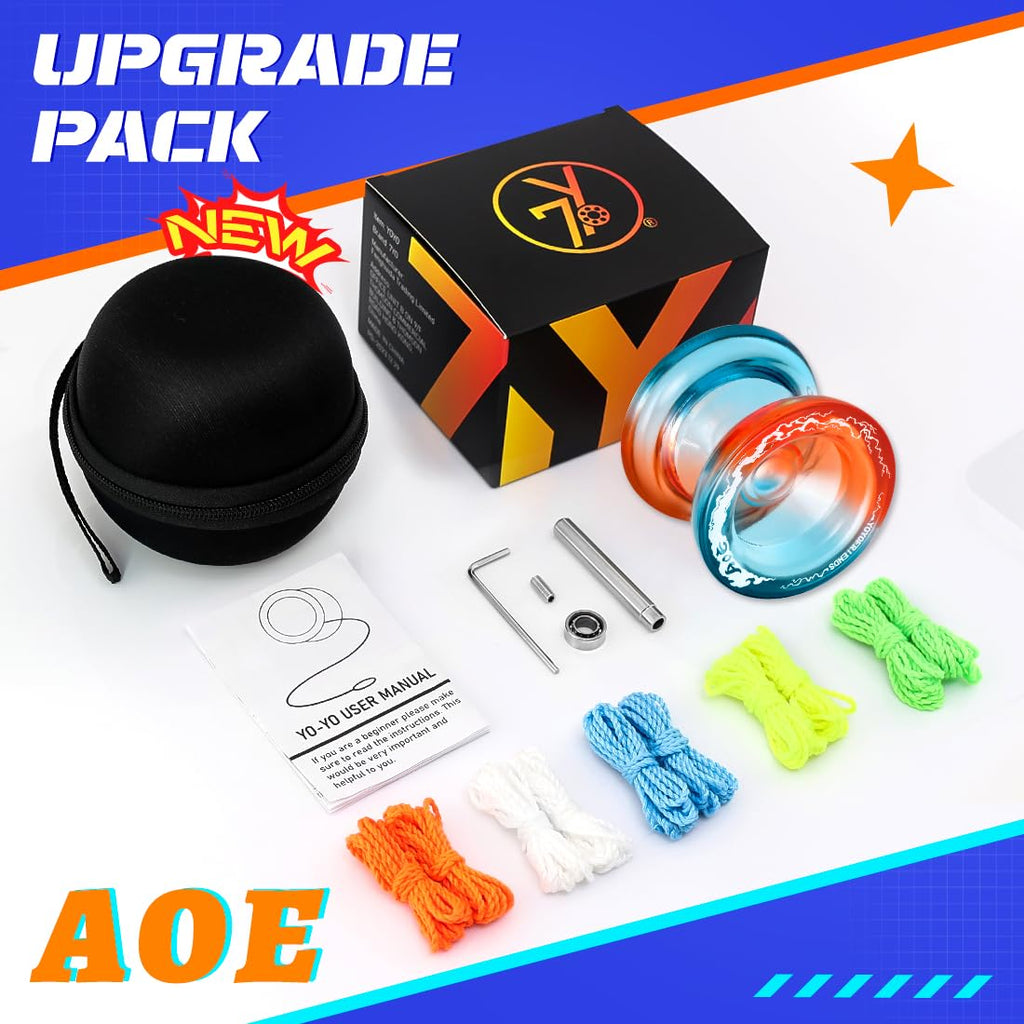 AOE Responsive Yoyo for Beginners with Dual Function Bearing – Includes Case and 10 Strings
