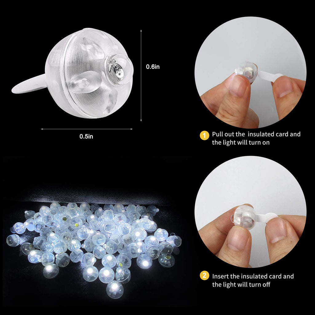 Aogist 100 White LED Balloon Lights – Mini Round Party Decorations for Indoor & Outdoor Events