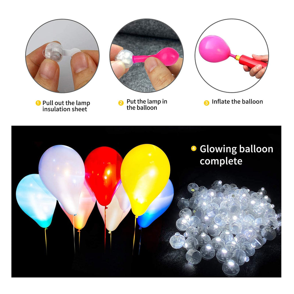 Aogist 100 White LED Balloon Lights – Mini Round Party Decorations for Indoor & Outdoor Events