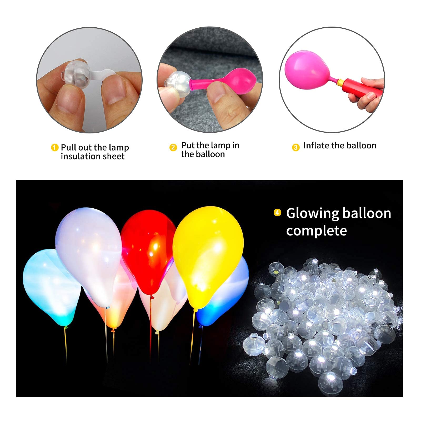 Aogist 100 White LED Balloon Lights – Mini Round Party Decorations for Indoor & Outdoor Events