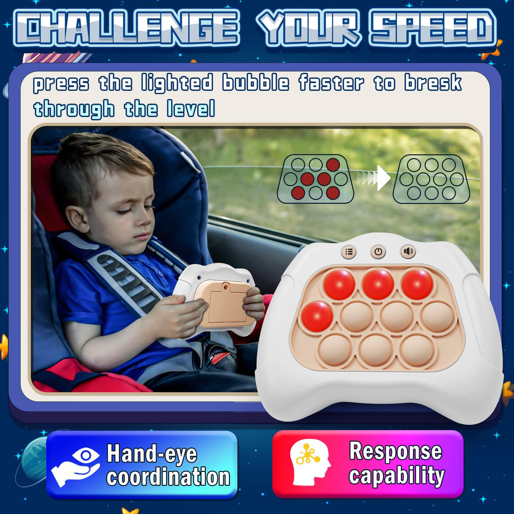 Aolgen Quick Push Game – Light Up Fast Push Bubble Game with 4 Modes, Sensory Toy for Kids 3-12 and Adults (White)
