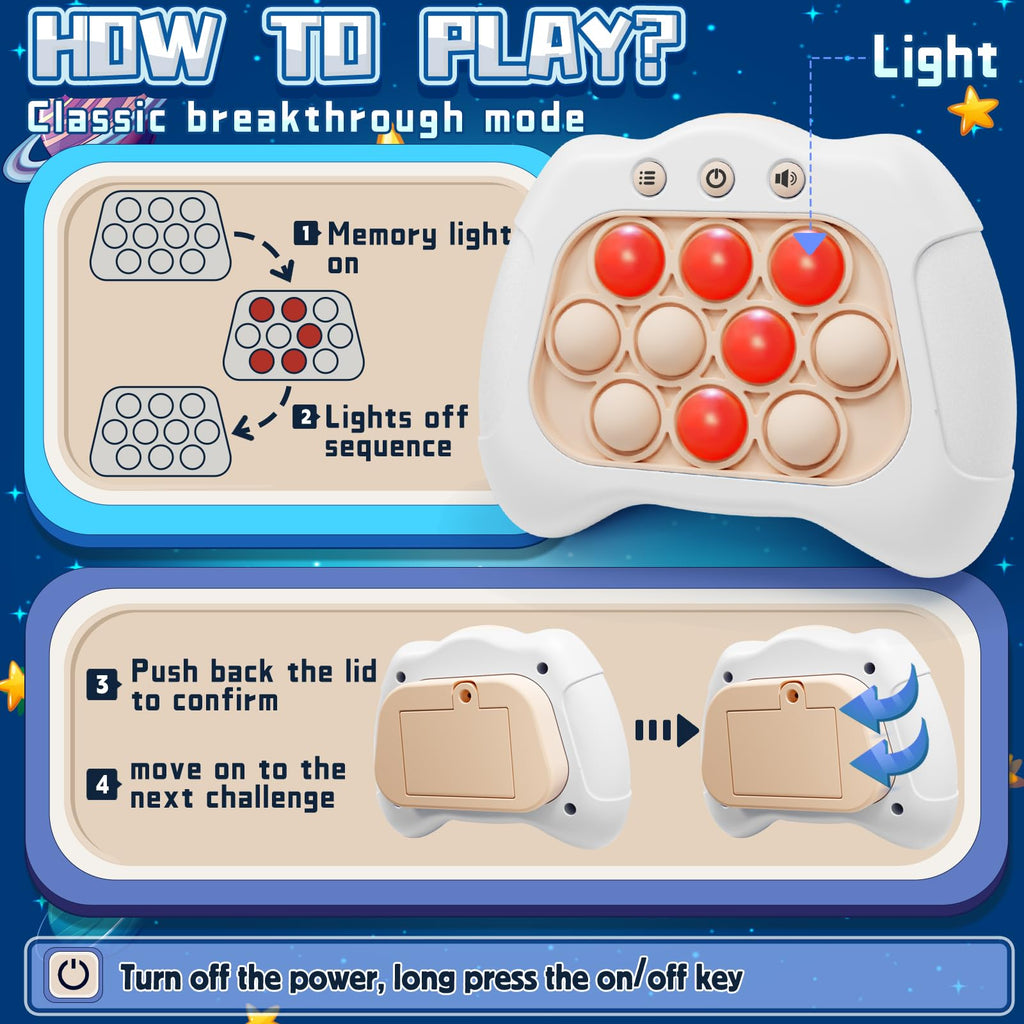 Aolgen Quick Push Game – Light Up Fast Push Bubble Game with 4 Modes, Sensory Toy for Kids 3-12 and Adults (White)