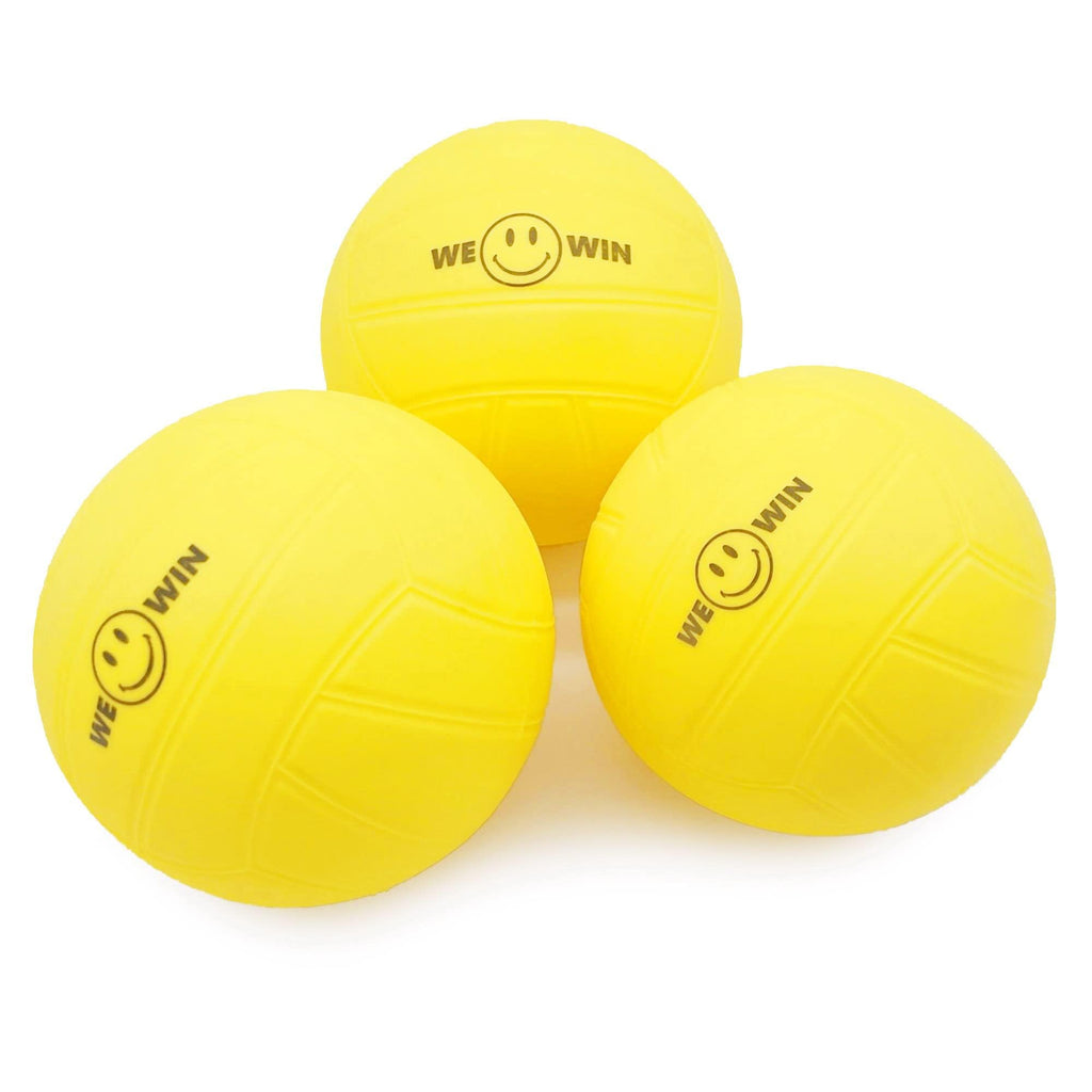 Aolowewin 3-Pack 3.5 Inch Yellow PVC Roundnet Replacement Balls – Deflated Strong Bounce Balls for Spikeball, Beach Volleyball, and Pet Play