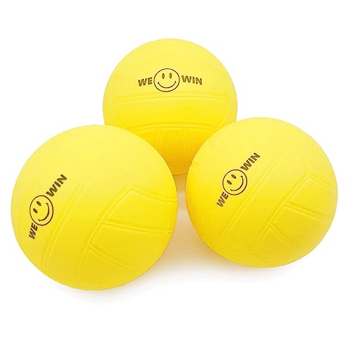 Aolowewin 3-Pack 3.5 Inch Yellow PVC Roundnet Replacement Balls – Deflated Strong Bounce Balls for Spikeball, Beach Volleyball, and Pet Play