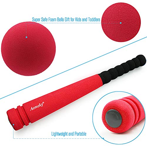 Aoneky Mini Foam Baseball Bat and Ball - 16.5 Inch Toddler Toy Set