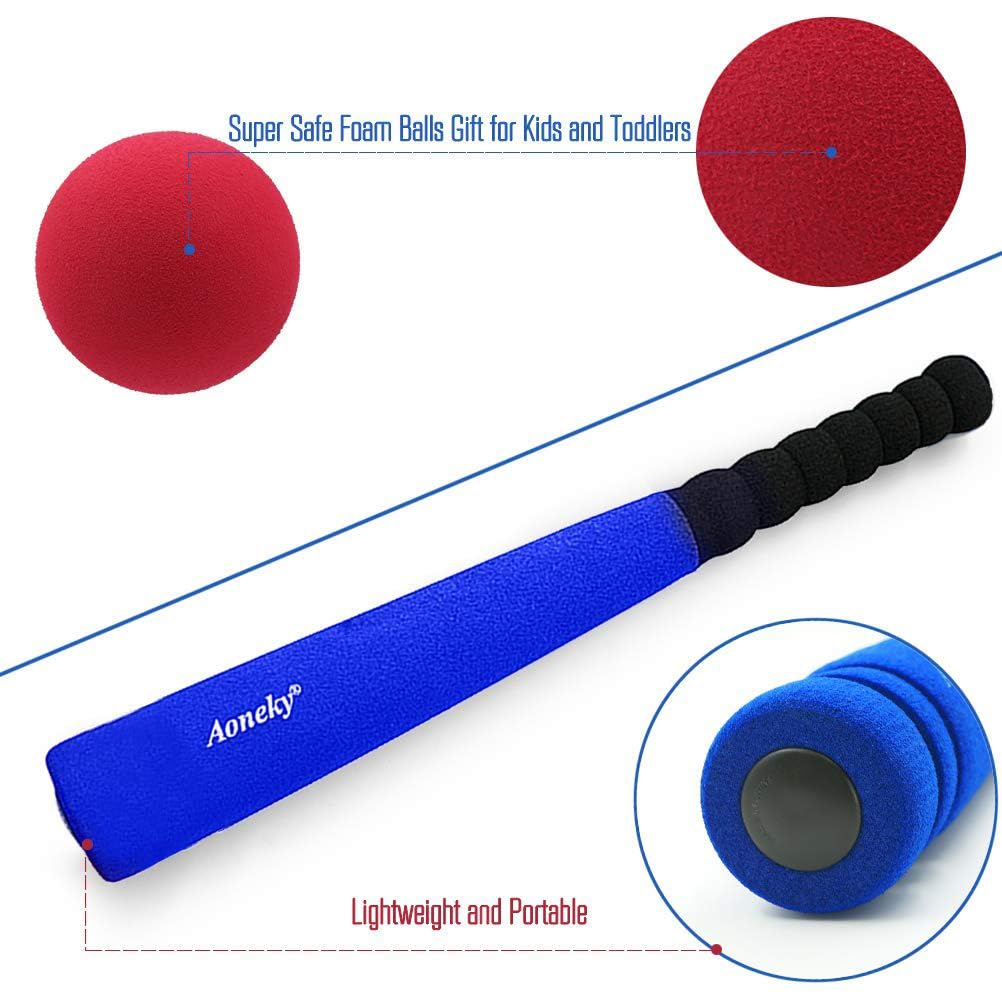 Aoneky Mini Foam Baseball Bat and Ball for Toddlers, 16.5 inches