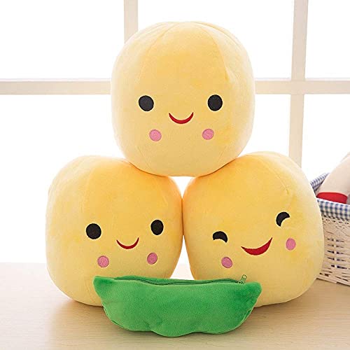 AOQI Giant Peas in a Pod Plush Toy - Soft Pea Pod Pillow with 3 Detachable Peas, Various Sizes