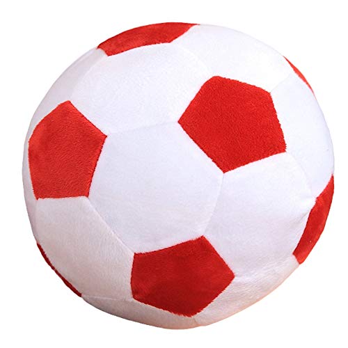 AOQI Plush Soccer Ball 20cm - Soft Stuffed Toy Football Pillow for Kids, Red & White