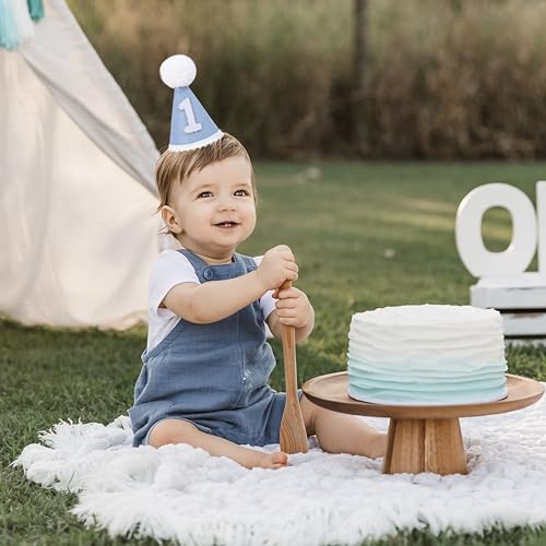 AOQURE 1st Birthday Cone Hat – Felt Party Crown with Pom Poms for Baby's Cake Smash