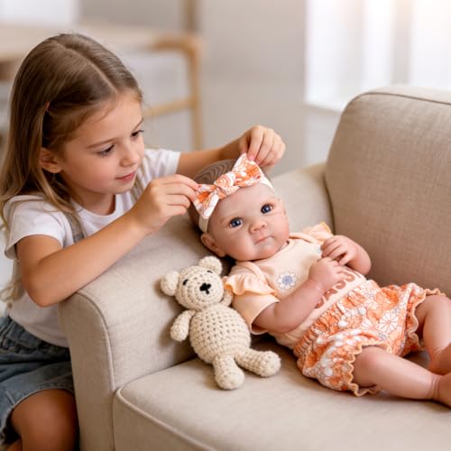 Aori 20 Inch Reborn Doll Clothes Set – Pink Onesie, Floral Pants & Bow Headband for 17-20" Realistic Baby Dolls