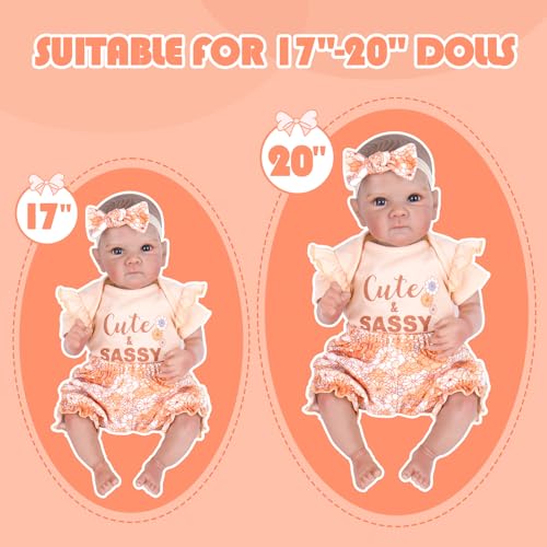 Aori 20 Inch Reborn Doll Clothes Set – Pink Onesie, Floral Pants & Bow Headband for 17-20" Realistic Baby Dolls