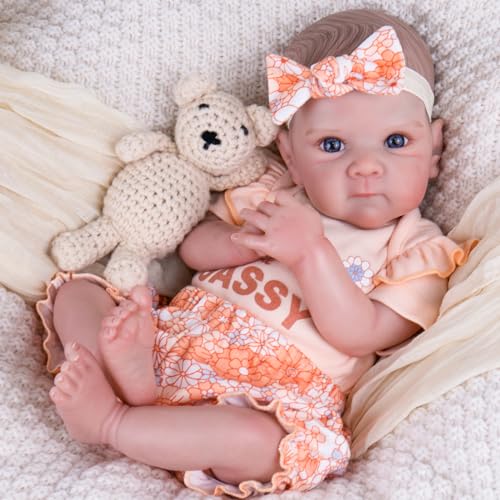 Aori 20 Inch Reborn Doll Clothes Set – Pink Onesie, Floral Pants & Bow Headband for 17-20" Realistic Baby Dolls