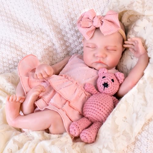 Aori Doll Clothes Set – Pink Dress, Bow Headband & Socks for 17–20 Inch Reborn Baby Dolls