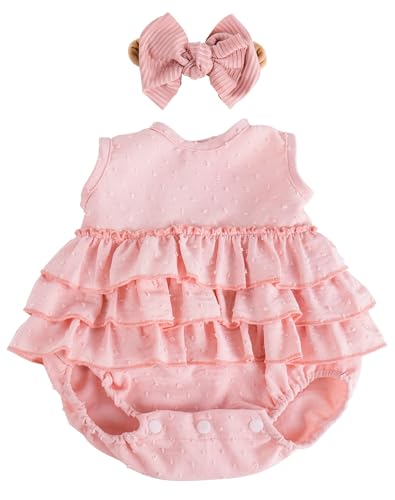 Aori Doll Clothes Set – Pink Dress, Bow Headband & Socks for 17–20 Inch Reborn Baby Dolls