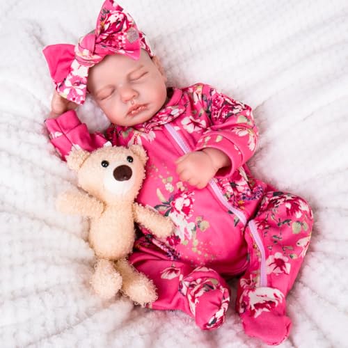 Aori Pink Floral Jumpsuit and Headband Set for 17-20 Inch Reborn Baby Dolls