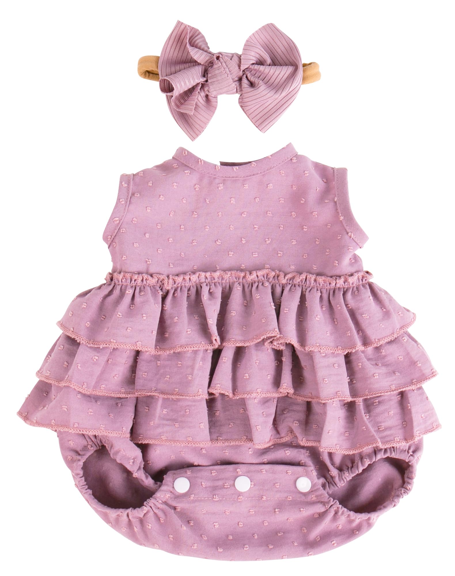 Aori Purple Doll Dress and Bow Headband Set for 17-20 Inch Reborn Baby Dolls