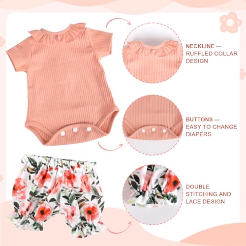 Aori Reborn Baby Doll Outfit: Pink Shirt, Floral Pants & Headband Set for 17-20 Inch Dolls