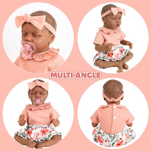 Aori Reborn Baby Doll Outfit: Pink Shirt, Floral Pants & Headband Set for 17-20 Inch Dolls