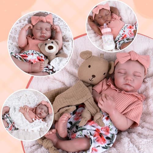 Aori Reborn Baby Doll Outfit: Pink Shirt, Floral Pants & Headband Set for 17-20 Inch Dolls