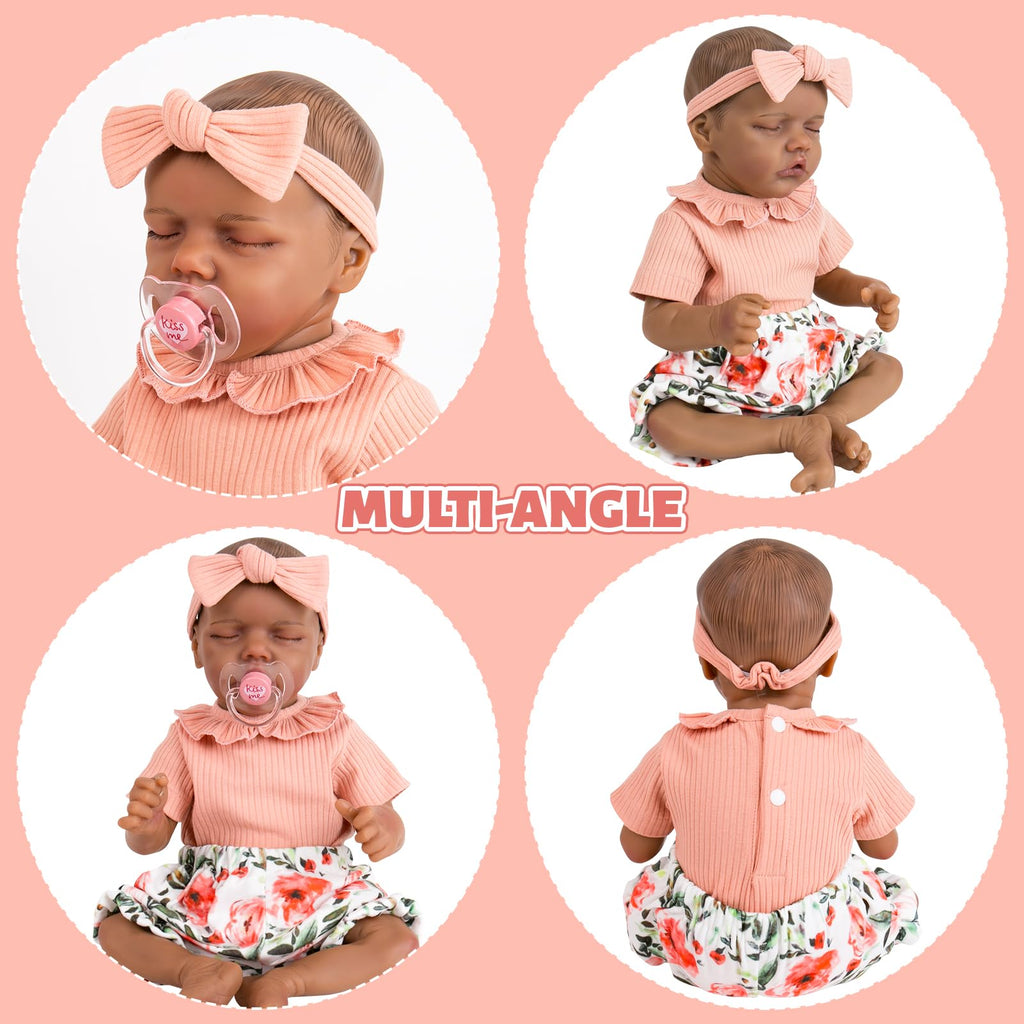 Aori Reborn Baby Doll Outfit: Pink Shirt, Floral Pants & Headband Set for 17-20 Inch Dolls