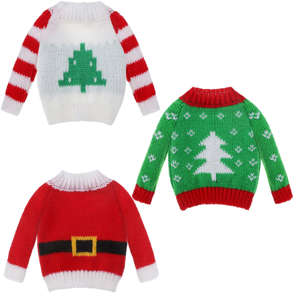 Aoriher 3-Piece Christmas Doll Sweater Set - Handmade Knitted Outfits for 11-12 Inch Dolls (Elk, Santa, Tree, Snowflake)