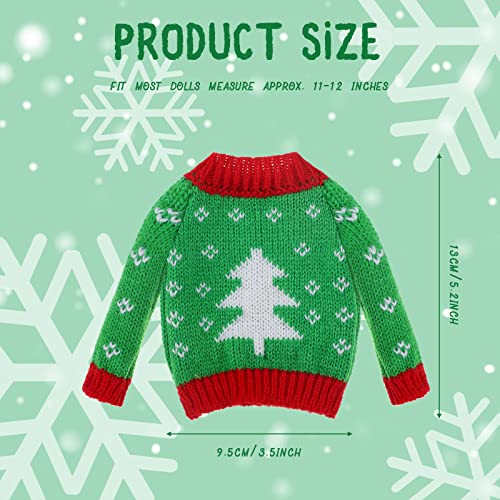 Aoriher 3-Piece Christmas Doll Sweater Set - Handmade Knitted Outfits for 11-12 Inch Dolls (Elk, Santa, Tree, Snowflake)