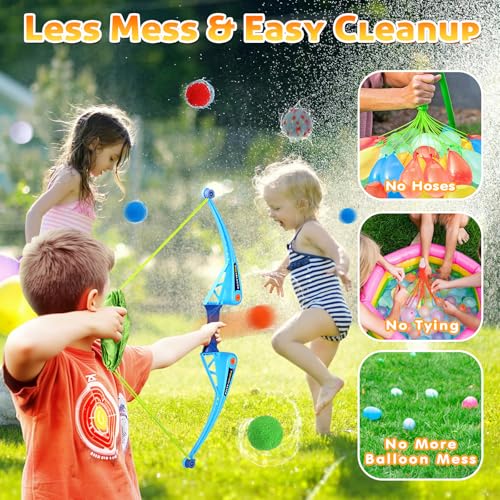 AOSPHYS Reusable Water Balloons Set with Bow – 10 Refillable Balls for Kids Pool Beach Summer Fun
