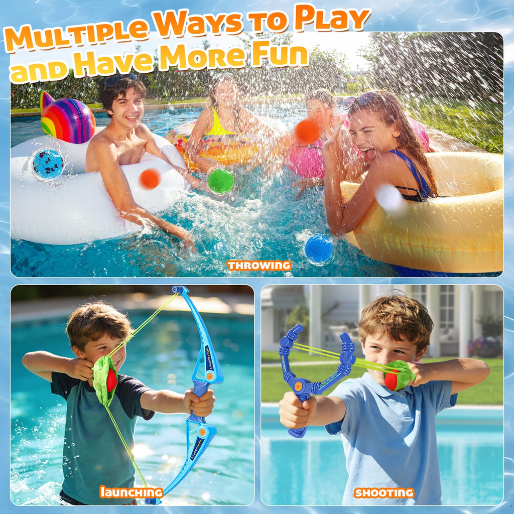 AOSPHYS Reusable Water Balloons Set with Bow – 10 Refillable Balls for Kids Pool Beach Summer Fun