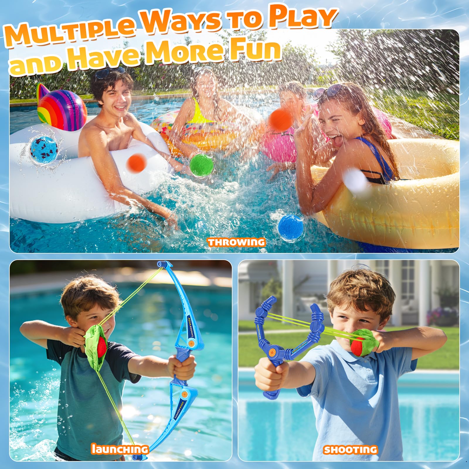 AOSPHYS Reusable Water Balloons Set with Bow – 10 Refillable Balls for Kids Pool Beach Summer Fun