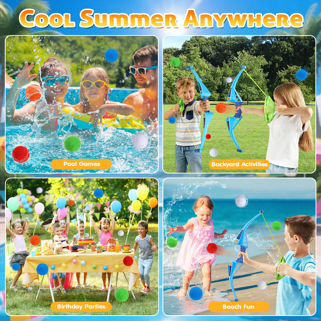 AOSPHYS Reusable Water Balloons Set with Bow – 10 Refillable Balls for Kids Pool Beach Summer Fun