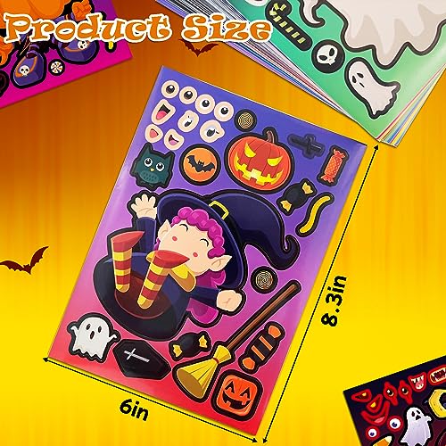 Aowplc 64 Sheets Halloween Stickers for Kids - 16 Designs, Waterproof, DIY Craft Party Favors