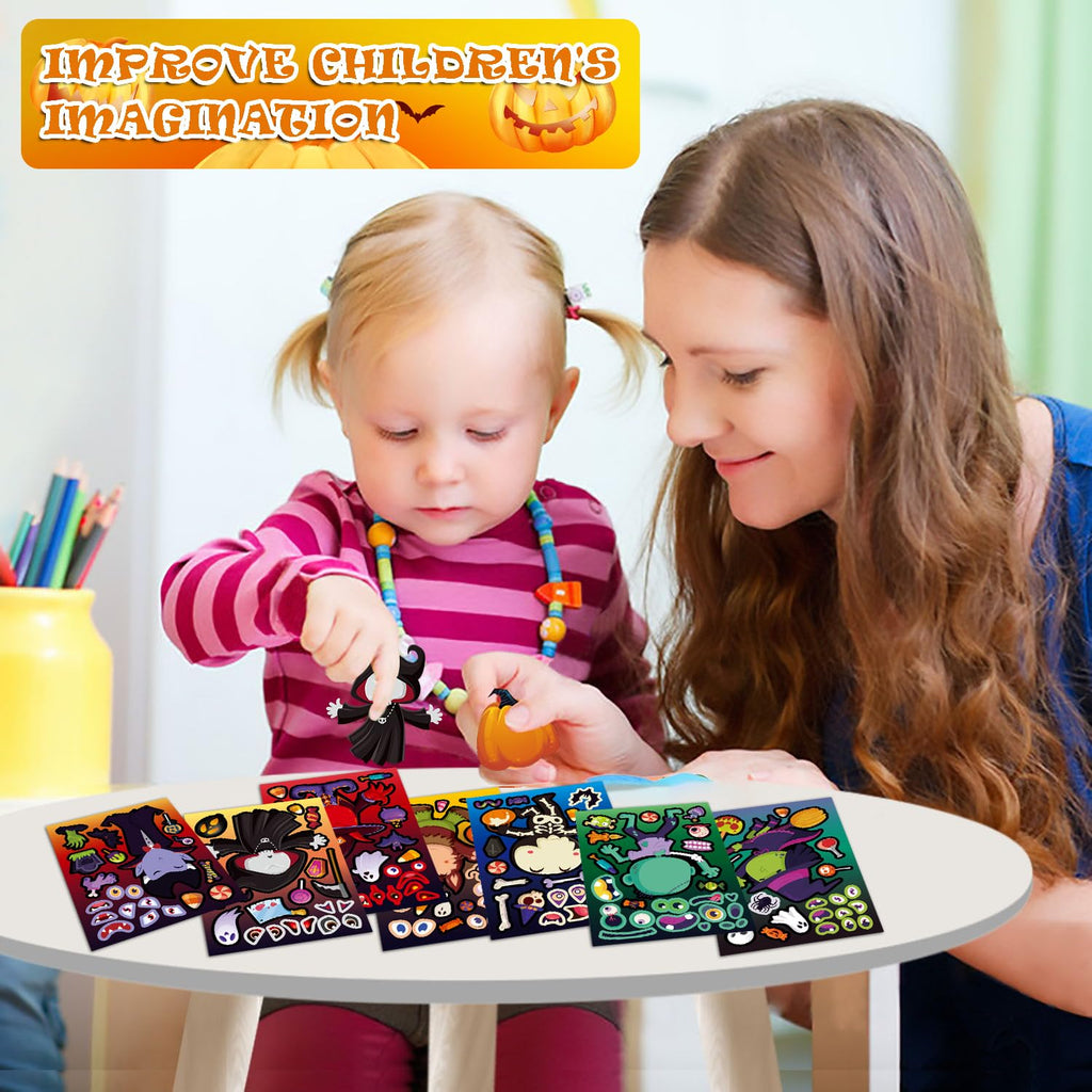 Aowplc 64 Sheets Halloween Stickers for Kids - 16 Designs, Waterproof, DIY Craft Party Favors