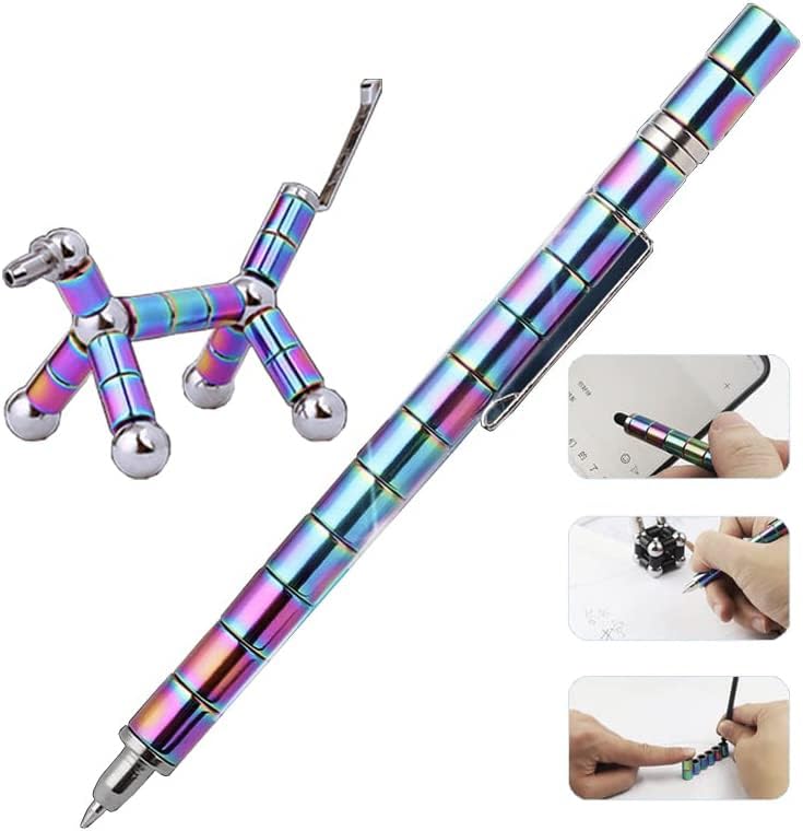 AOYALABOR Magnetic Fidget Pen – Buildable Toy Pen with 30 Steel Balls, 14 Rings & 5 Ink Refills for Stress Relief and Creativity