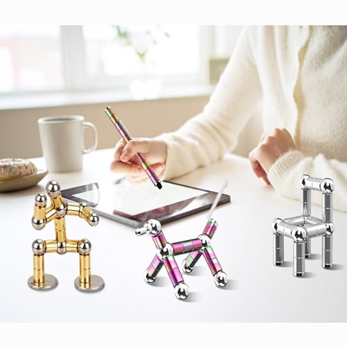 AOYALABOR Magnetic Fidget Pen with 14 Rings, 30 Steel Balls, 5 Gel Ink Refills – Stress Relief Toy for Teens and Adults