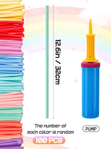 Apipi 100 Pack 260Q Balloon Animal Kit with Pump – Pastel Macaron Latex Twisting Balloons for Party Decor, Birthday Gifts, and DIY Craft