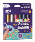 APLI Kids Metallic Colouring Sticks – 6-Pack, 6g Each, Quick-Drying and Non-Staining
