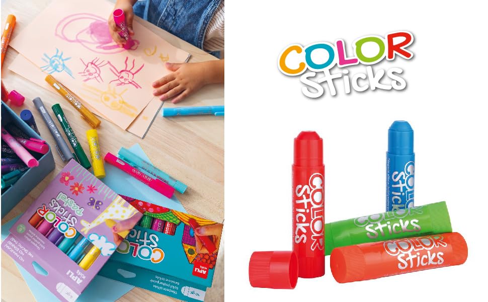 APLI Kids Metallic Colouring Sticks – 6-Pack, 6g Each, Quick-Drying and Non-Staining
