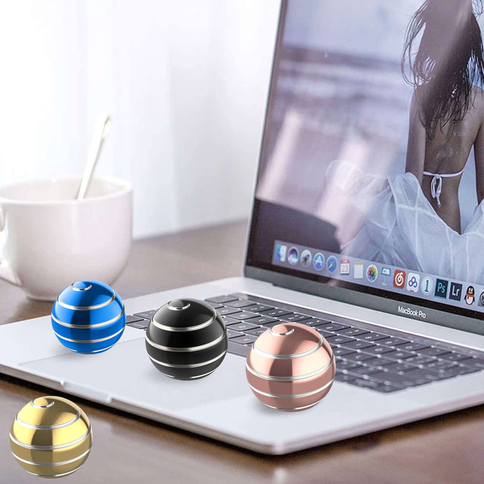 Apqdw Kinetic Desk Toy 1.77'' Rainbow-A - Fidget Spinning Ball for Office Stress Relief, ADHD Focus, Optical Illusion, Portable Pocket Size (45mm)