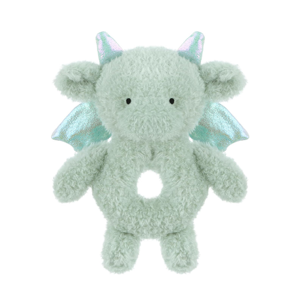 Apricot Lamb Dragon Soft Rattle Toy - 6 Inch Plush Stuffed Animal for Newborns with Easy-Grip Handle