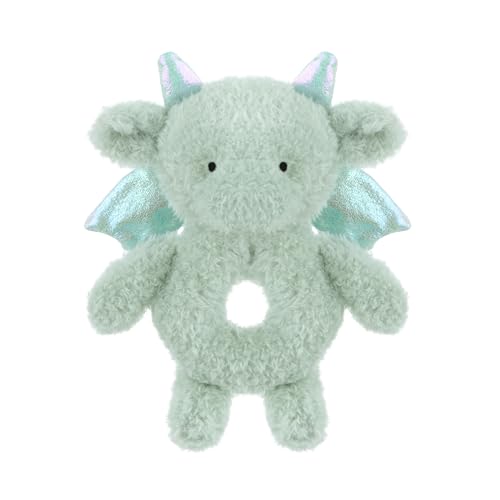 Apricot Lamb Dragon Soft Rattle Toy - 6 Inch Plush Stuffed Animal for Newborns with Easy-Grip Handle