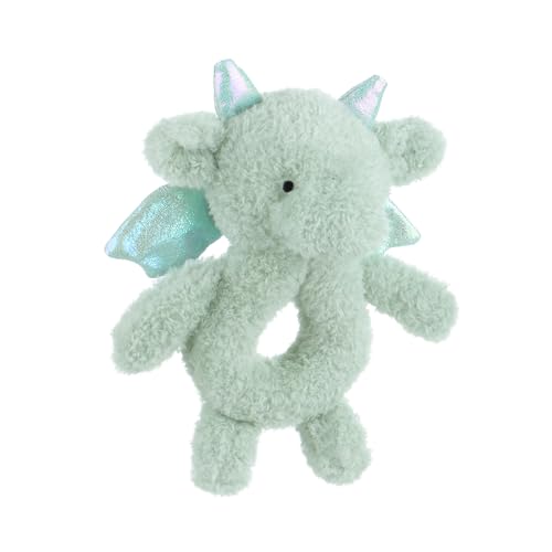 Apricot Lamb Dragon Soft Rattle Toy - 6 Inch Plush Stuffed Animal for Newborns with Easy-Grip Handle