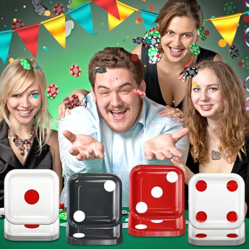 APUXXJUPA 60-Count Casino Dice Paper Plates – 9-Inch Square Party Dinnerware for Themed Events