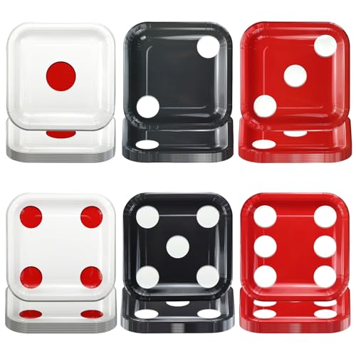 APUXXJUPA 60-Count Casino Dice Paper Plates – 9-Inch Square Party Dinnerware for Themed Events