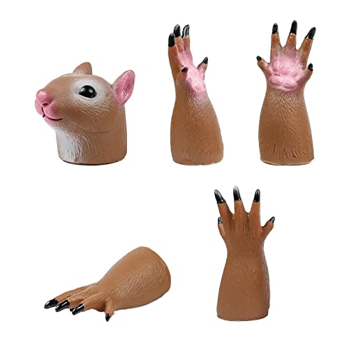 AQKILO Squirrel and Cat Finger Puppet Set – 2-Piece Mini PVC Puppets for Storytelling, Gifts, and Pretend Play
