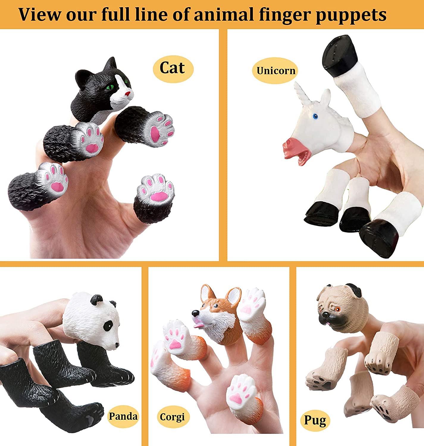 AQKILO Squirrel and Cat Finger Puppet Set – 2-Piece Mini PVC Puppets for Storytelling, Gifts, and Pretend Play