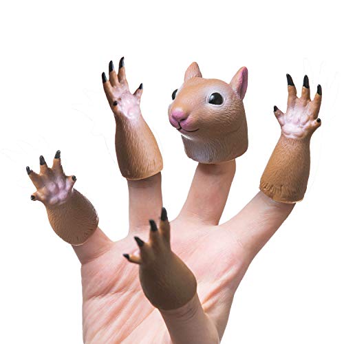 AQKILO Squirrel and Cat Finger Puppet Set – 2-Piece Mini PVC Puppets for Storytelling, Gifts, and Pretend Play