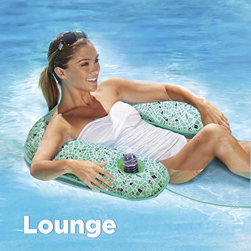 Aqua LEISURE 3-in-1 Pool Float Lounge: Convertible Drifter, Chair & Lounger - Green Mosaic