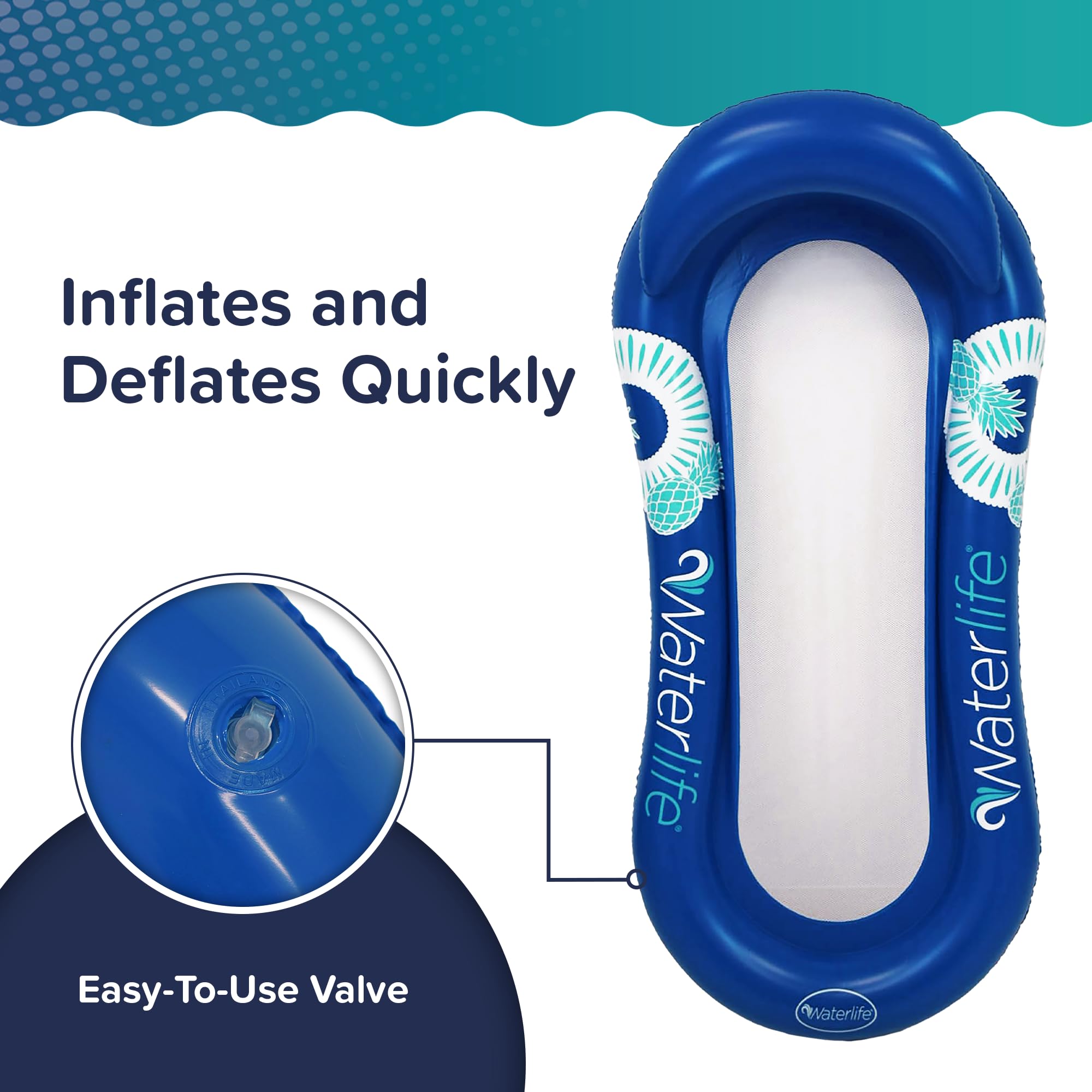 Aqua LEISURE Extra Large Inflatable Pool Float for Adults – Blue with Headrest, Cupholder and Footrest