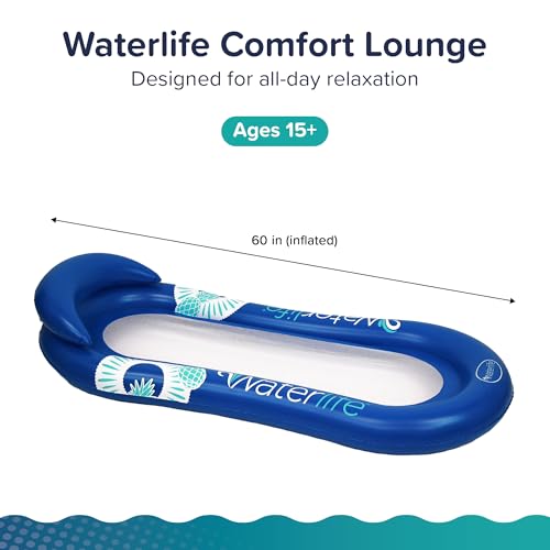 Aqua LEISURE Extra Large Inflatable Pool Float for Adults – Blue with Headrest, Cupholder and Footrest